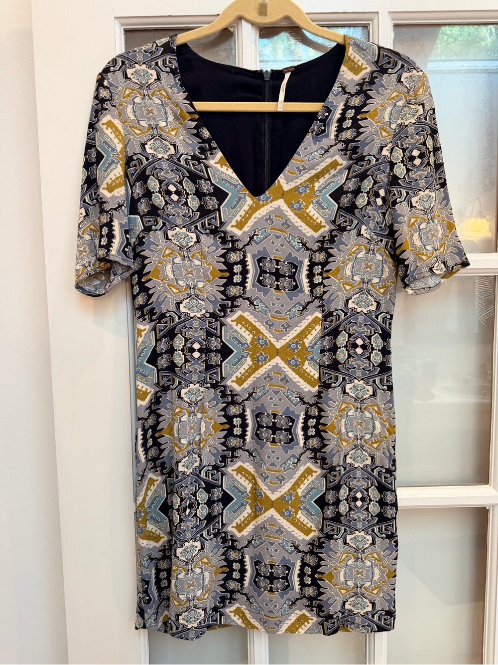 Free People Boho Chic Allie Geometric Wiggle Mini Shift Dress Women’s Size 2 XS